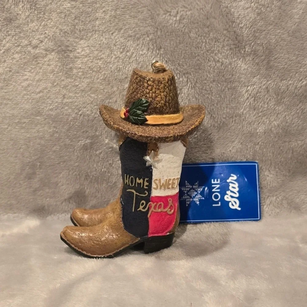 Lone‎ Star Home Sweet Texas Cowboy Boots and Hat Christmas Ornament New With Tag